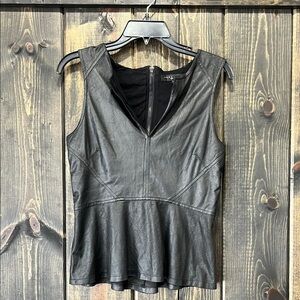 Sanctuary Faux Leather Peplum Top S Black Y2K Fairy Grunge Whimsigoth‎ Coquette